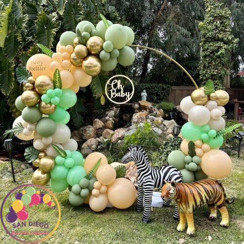 Balloons lenght: 13ft
Backdrop: ring stand
Sign: LED
Cutouts: 6ft
Flowers