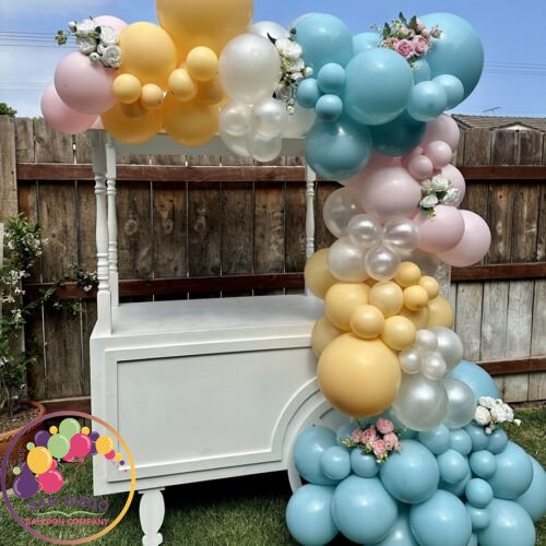 Balloons lenght: 10ft 
Backdrop: cart
